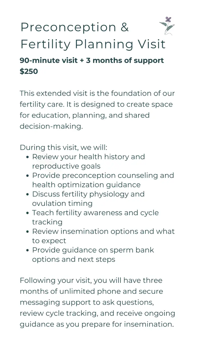 Preconception and fertility planning visit at Haven Health